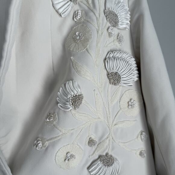 Anthropologie x Pankaj and Nidhi Blazer Floral Embroidered Freya White XS - Picture 5 of 13